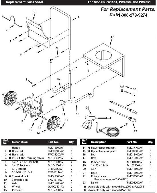 Campbell Hausfeld PW2050 pressure washer replacment parts